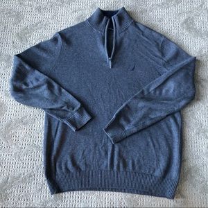 EUC Men's Nautica Quarter Zip Pullover Sweater size Medium in Gray